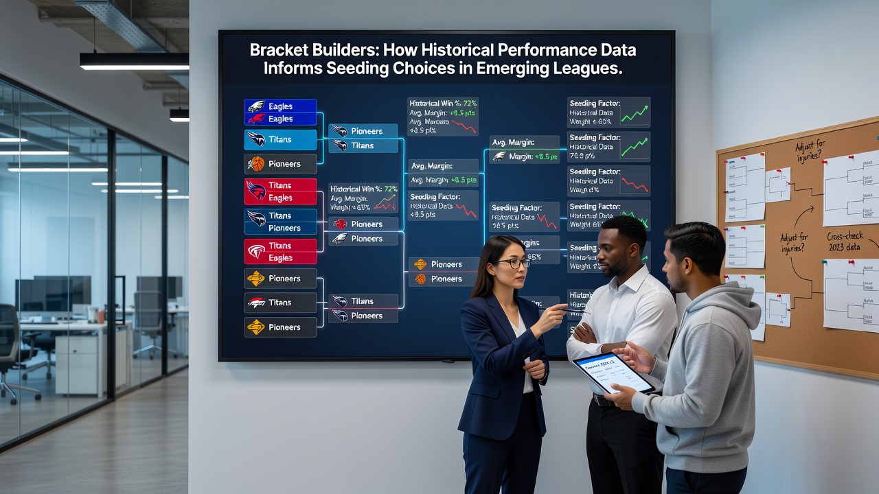 League officials reviewing performance datasets during seeding meetings