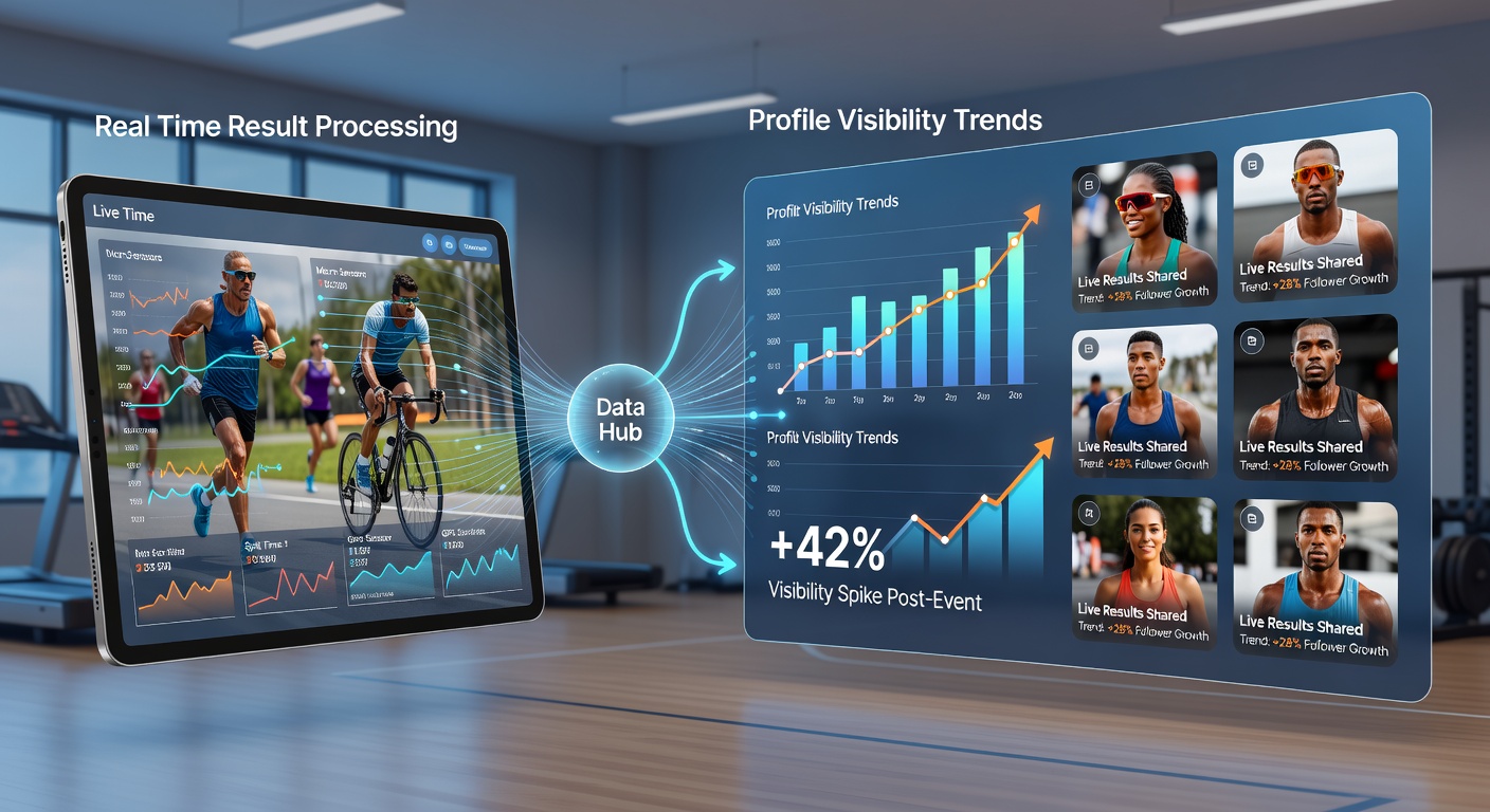Dashboard showing profile views rising after real-time results update in a grassroots athletic network