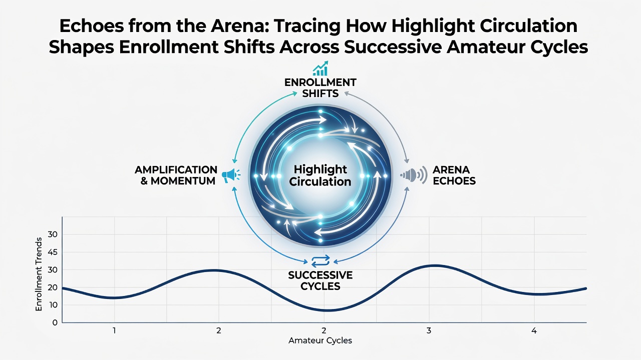 Visual representation of highlight clips spreading across amateur sports platforms and influencing participant numbers