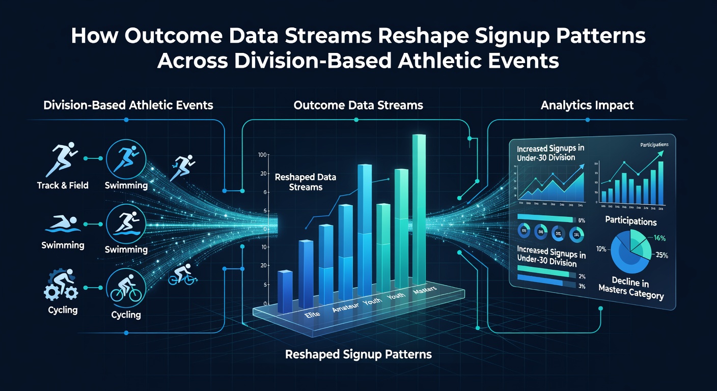 Athletes reviewing real-time outcome data on mobile devices during a division-based event registration period