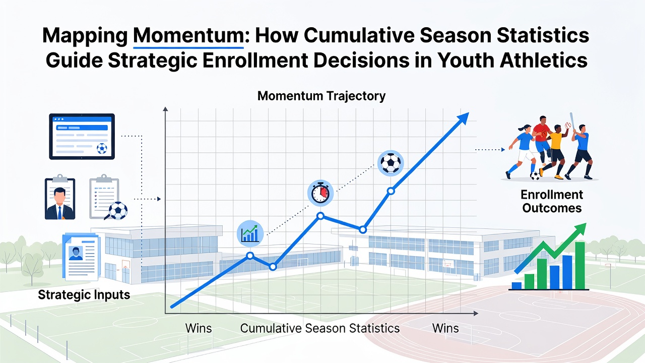 Coaches analyzing season-long player statistics at a planning meeting for youth division placements