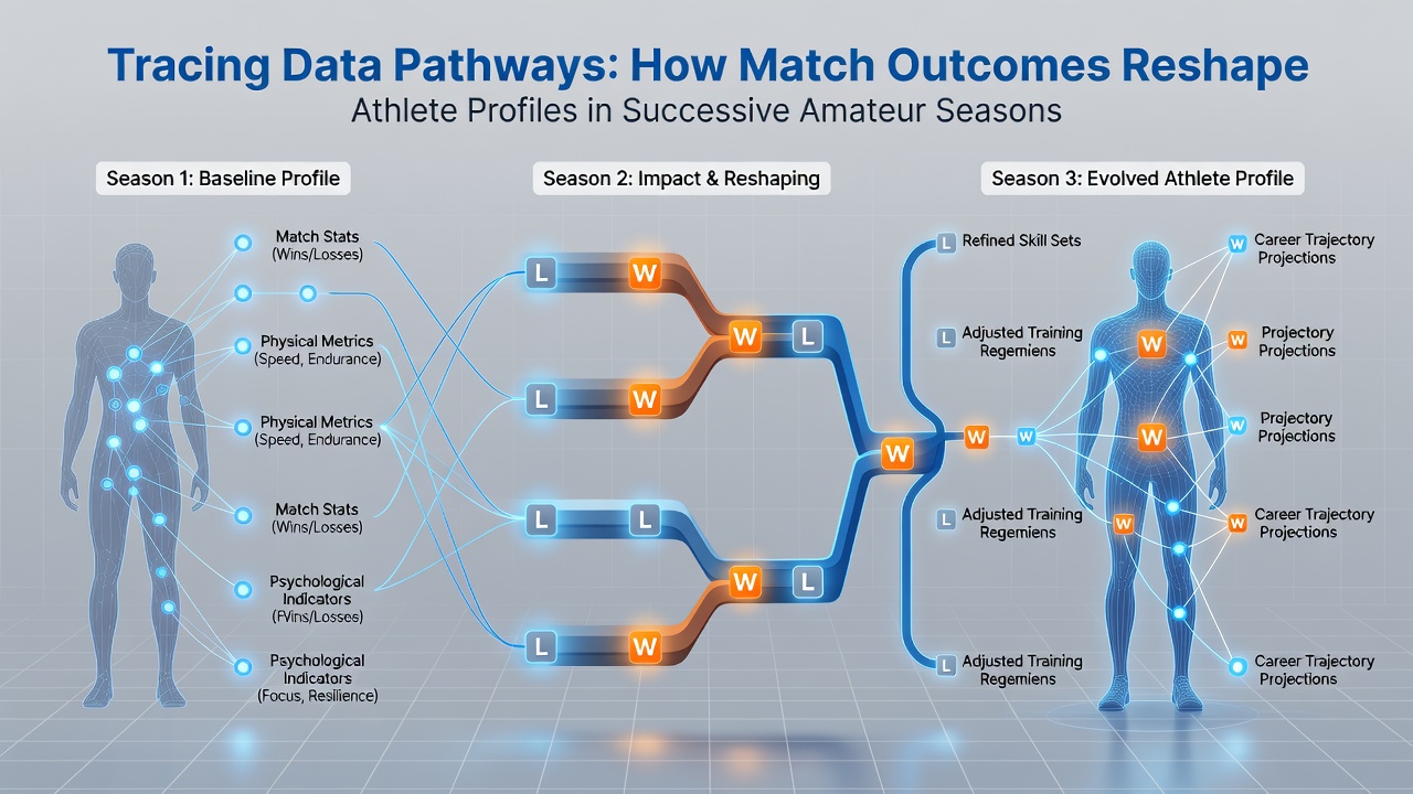 Athlete profile dashboard displaying updated performance metrics from prior amateur match outcomes
