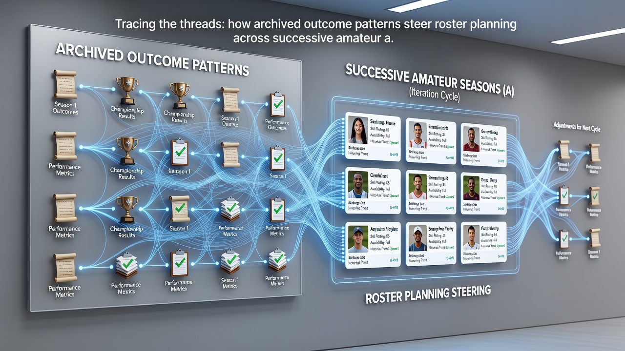 Digital interface displaying historical athletic performance archives used for long-term roster strategy
