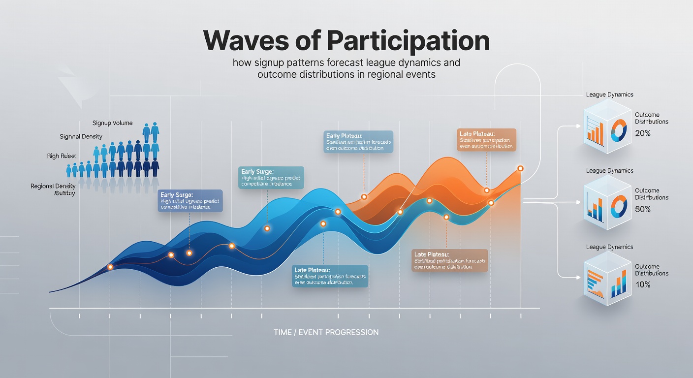 Chart displaying early and late signup waves across regional league events with participation trends visualized
