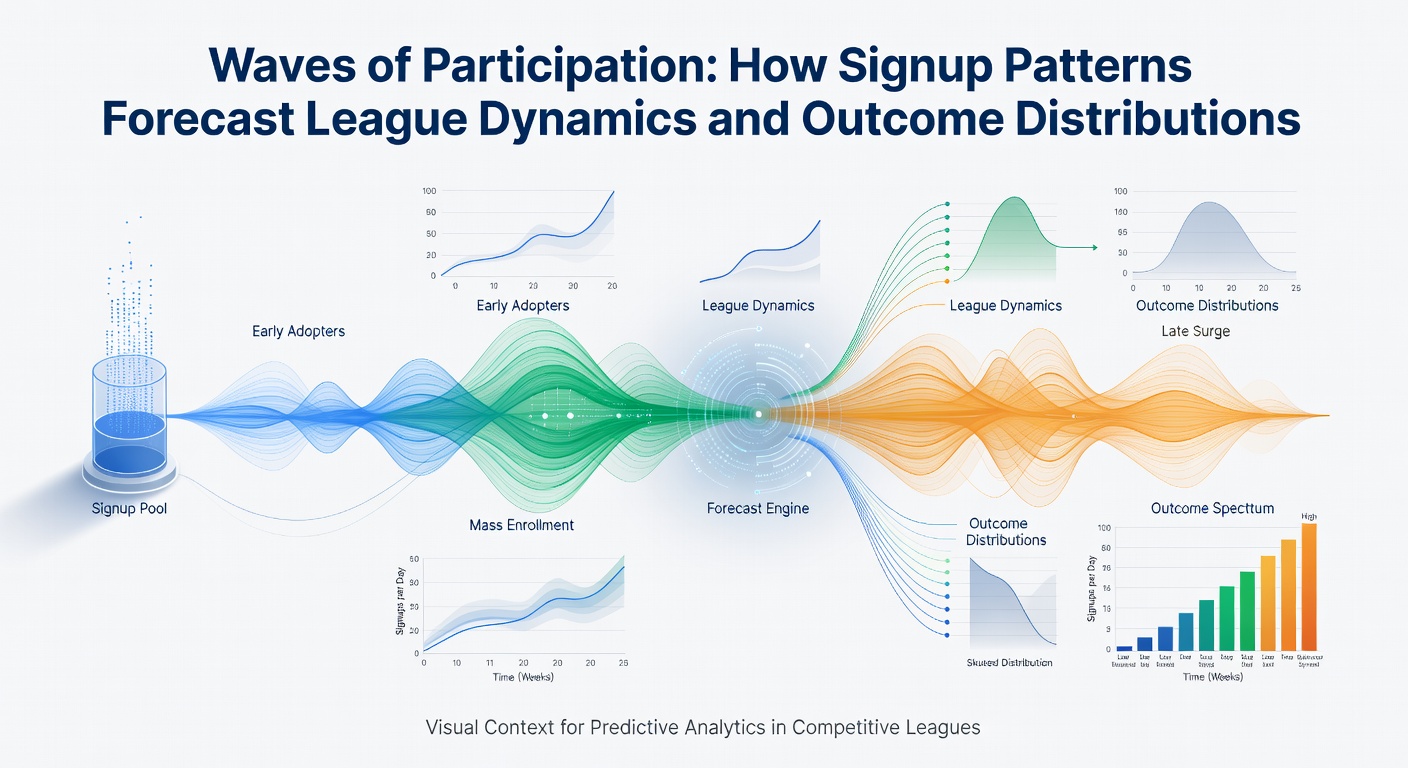 Graph illustrating outcome distributions and league dynamics based on participation signup timelines
