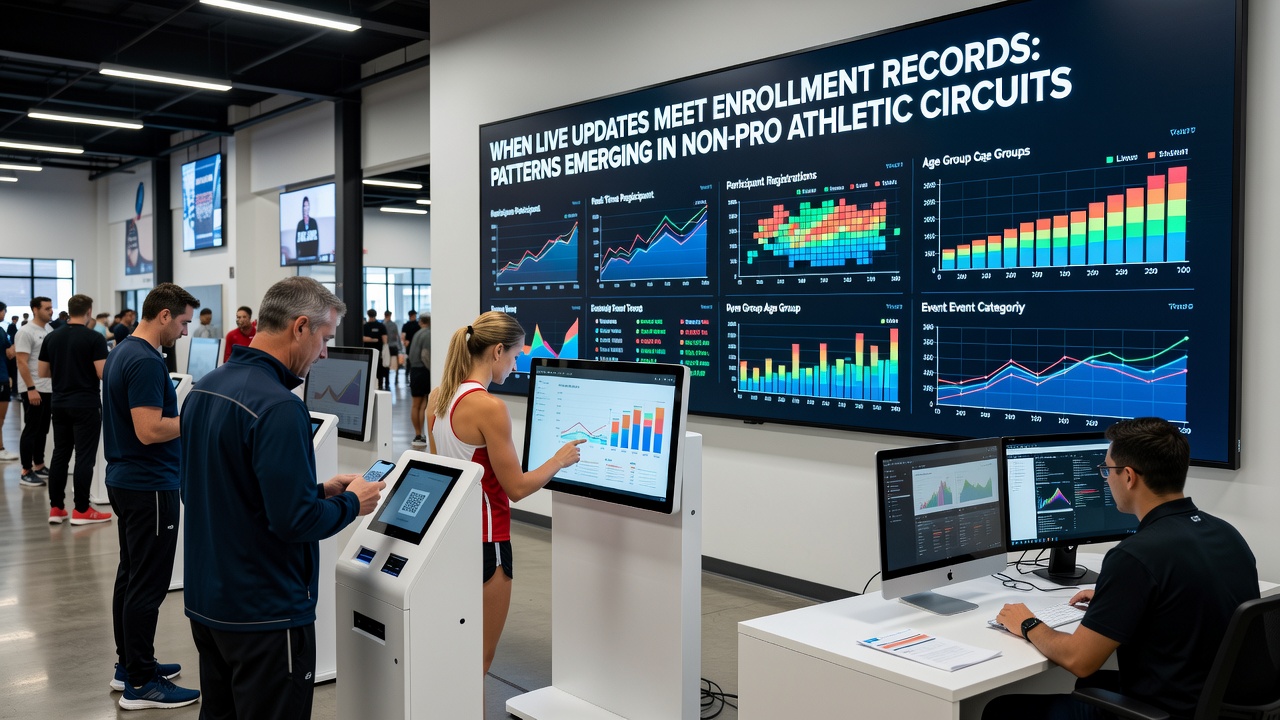 Analytics view of enrollment trends linked to live result processing in community leagues