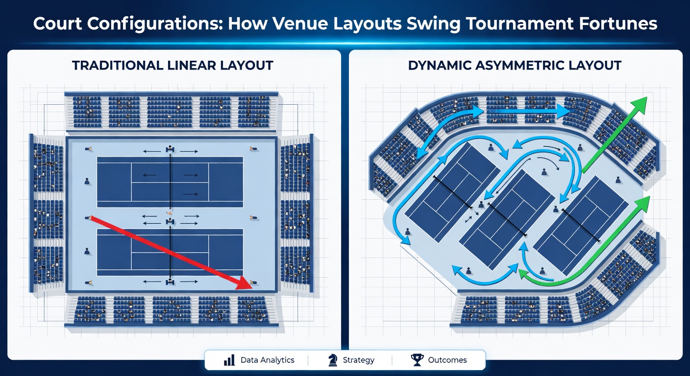 Basketball arena diagram illustrating court proximity to stands and baseline elevations in a playoff setting